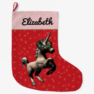 Grande Chaussette De Noël Bas de Noël "de licorne de vacances" (rouge)