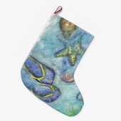 Grande Chaussette De Noël Bas de Noël de thème de plage (Devant (Accrochage))