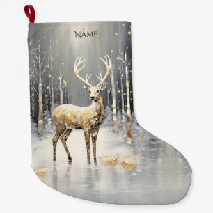 Grande Chaussette De Noël Bas de Noël de vacances de rennes de Noël en or