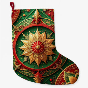 Grande Chaussette De Noël Bas de Noël en or rouge pour les Fêtes de Noël