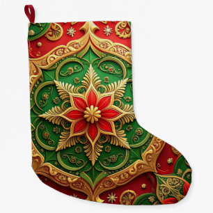 Grande Chaussette De Noël Bas de Noël en or rouge pour les Fêtes de Noël