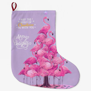 Grande Chaussette De Noël Bas de Noël flamant rose