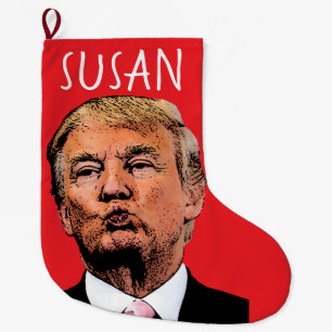 Grande Chaussette De Noël BAS DE NOËL GRAND Baiser TRUMP PERSONNALISÉ