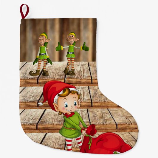 Grande Chaussette De Noël Bas de Noël, Lutin (Devant)