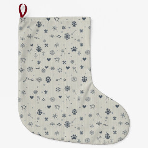 Grande Chaussette De Noël Bas de Noël minimaliste nordique avec empreintes d