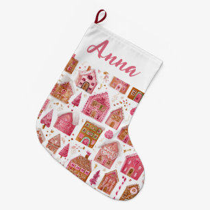 Grande Chaussette De Noël Bas de Noël Noms de Maisons en Pain d'Épice Fantai