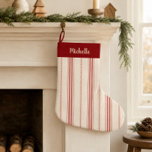 Bas de Noël personnalisé à rayures rouges