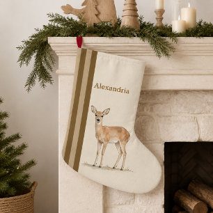 Grande Chaussette De Noël Bas de Noël personnalisé de biche de forêt