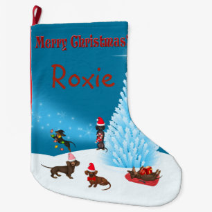 Grande Chaussette De Noël Bas de Noël personnalisé par teckel mignon