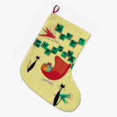 Grande Chaussette De Noël Bas de rétro d'ère MCM atomique de chats et de (Devant (Accrochage))