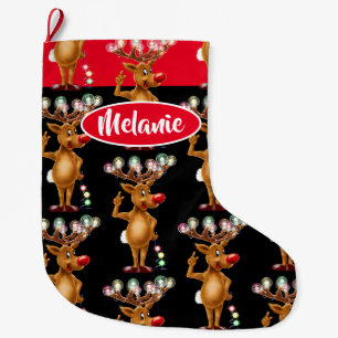 Grande Chaussette De Noël Bas fait sur commande de Noël de filles de renne