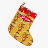 Grande Chaussette De Noël Bas fait sur commande de Noël de filles de renne (Devant (Accrochage))