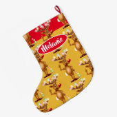 Grande Chaussette De Noël Bas fait sur commande de Noël de filles de renne (Dos (Accrochage))
