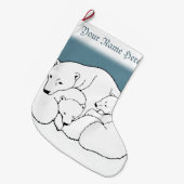 Grande Chaussette De Noël Bas fait sur commande d'ours blanc de bas de Noël (Devant (Accrochage))