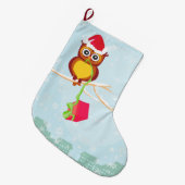 Grande Chaussette De Noël bas mignon de Noël de hibou (Devant (Accrochage))