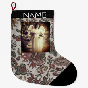Grande Chaussette De Noël Bas NOMMÉ FAIT SUR COMMANDE de Noël d'ANGE de NO