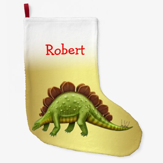 Grande Chaussette De Noël Bas vert de Noël de dinosaure de Stegosaurus (Devant)