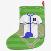 Grande Chaussette De Noël Baseball bleu personnalisé (Dos)