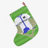 Grande Chaussette De Noël Baseball bleu personnalisé (Dos (Accrochage))