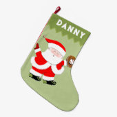 Grande Chaussette De Noël Baseball Père Noël (Devant (Accrochage))