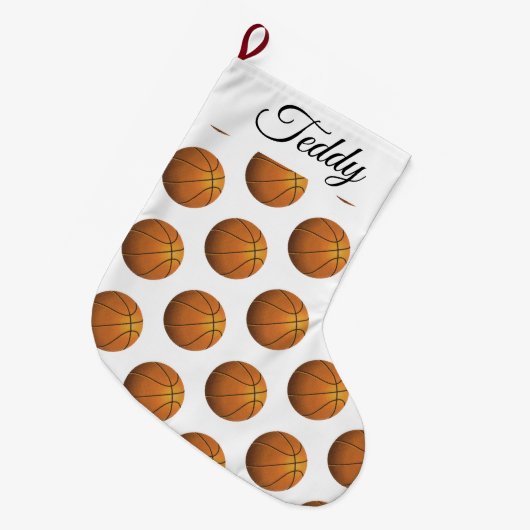 Grande Chaussette De Noël Basket-ball personnalisé (Devant (Accrochage))