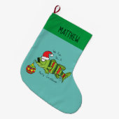 Grande Chaussette De Noël Basse de Noël amusante Pêche Poisson Caricature (Devant (Accrochage))