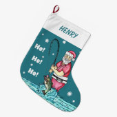 Grande Chaussette De Noël Basse Pêche Santa Claus (Devant (Accrochage))