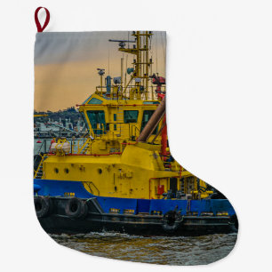 Grande Chaussette De Noël Bateau à moteur à la rivière, montevideo, uruguay