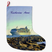 Grande Chaussette De Noël Bateau de croisière passant des jetées (Devant)