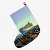 Grande Chaussette De Noël Bateau de croisière passant des jetées (Dos (Accrochage))