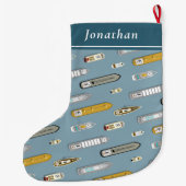 Grande Chaussette De Noël Bateaux nautiques côtiers Sur la rivière (Dos)