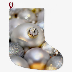 Grande Chaussette De Noël Baubles de décoration en argent de Noël
