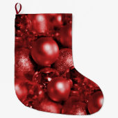 Grande Chaussette De Noël Baubles de Noël rouges (Devant)