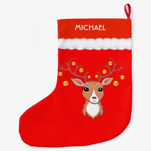 Grande Chaussette De Noël Beau Cerf (Dos)