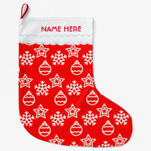 Grande Chaussette De Noël Beau Motif de Noël en rouge