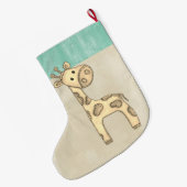 Grande Chaussette De Noël Beau Noël de la Girafe Bébée (Dos (Accrochage))