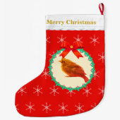 Grande Chaussette De Noël Beau Oiseau Cardinal (Dos)