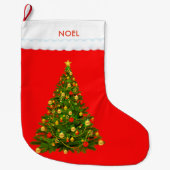 Grande Chaussette De Noël Beau sapin de Noël en rouge (Devant)