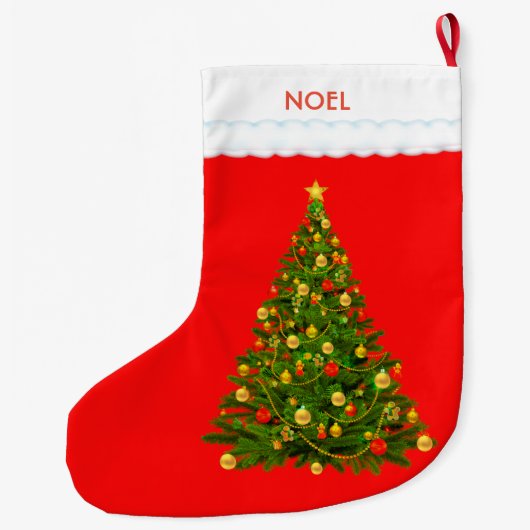 Grande Chaussette De Noël Beau sapin de Noël en rouge (Dos)