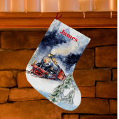 Grande Chaussette De Noël Beau train de Noël - Personnalisé