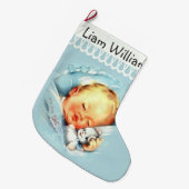 Grande Chaussette De Noël Bébé de sommeil personnalisé double face (Devant (Accrochage))