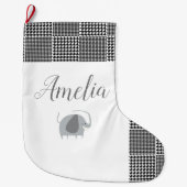 Grande Chaussette De Noël Bébé Eléphant Cartoon noir Plaid Personnaliser (Devant)