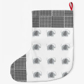 Grande Chaussette De Noël Bébé Eléphant Cartoon noir Plaid Personnaliser (Dos)