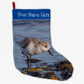 Grande Chaussette De Noël Bécasseau de Sanderling Marche Rivage (Devant)