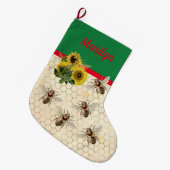 Grande Chaussette De Noël Bee Joyeux tournesol de Noël (Devant (Accrochage))