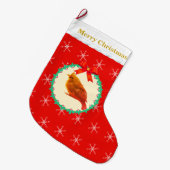 Grande Chaussette De Noël Belle Cardinal Oiseau (Devant (Accrochage))