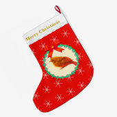 Grande Chaussette De Noël Belle Cardinal Oiseau (Dos (Accrochage))