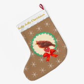 Grande Chaussette De Noël Belle Cardinal Oiseau (Dos (Accrochage))
