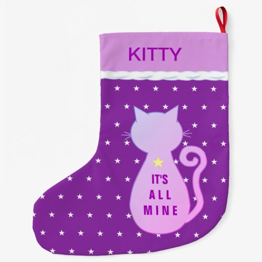 Grande Chaussette De Noël Belle Chat Kitty Silhouette (Dos)