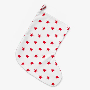 Grande Chaussette De Noël Belle étoile rouge et blanche motif